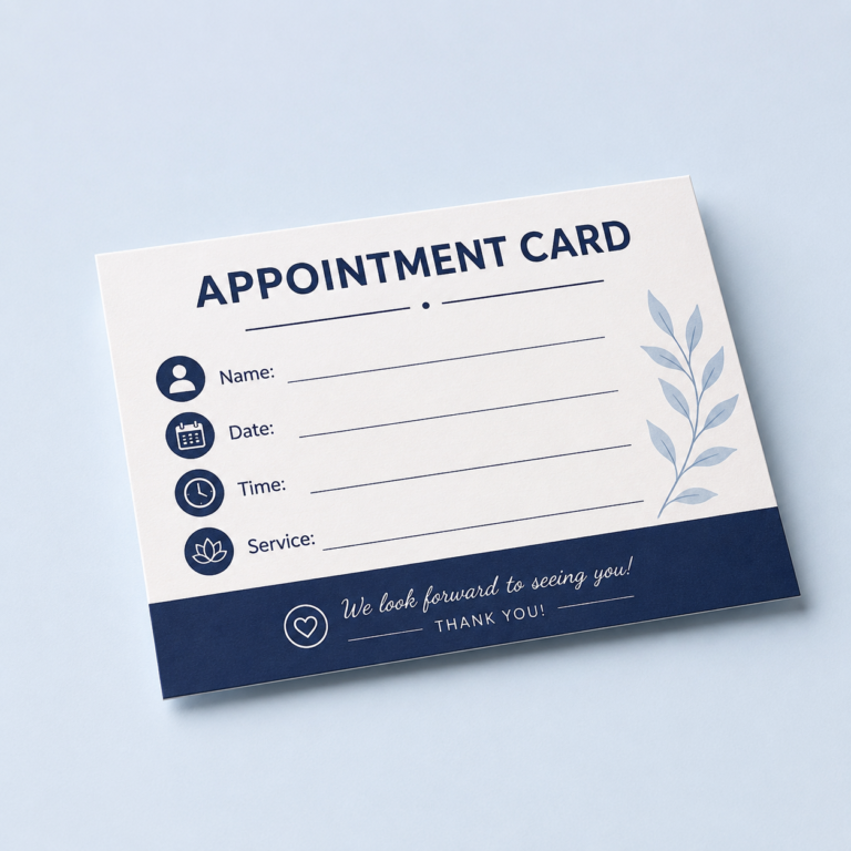 Appointment Cards: restaurant marketing materials by Migo