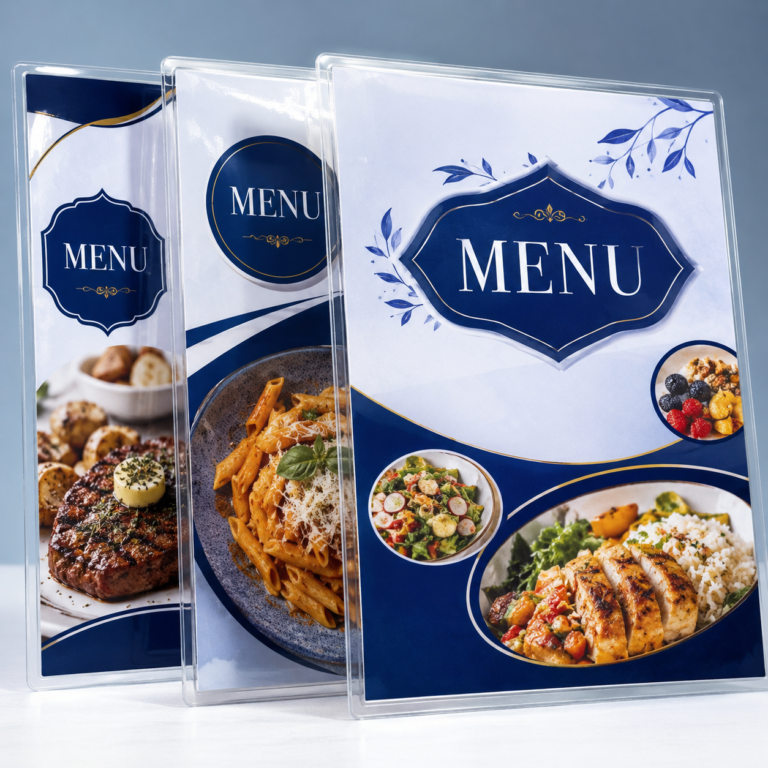 Laminated Single Menus: restaurant marketing materials by Migo