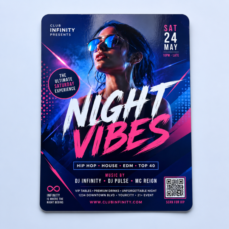 Rounded Club Flyers: custom marketing materials by Migo